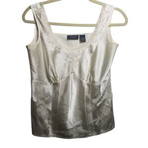 Vtg Parisian Signature Women's Cream Satin Babydoll Fairy Camisole Sz S